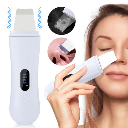 Spatule Ultrasonique Visage Skin Scrubber – Nettoyeur de Pores EMS Anti Points Noirs Rechargeable USB
